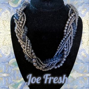 Joe Fresh Gray Black Beaded Twisted Statement Necklace